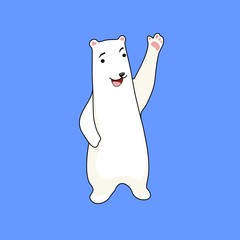 Vector illustration. Without background. Cute polar bear. Cheerful character. The bear waves his hand. EPS.