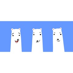EPS. Vector illustration. Without background. Different facial expressions. Set. Polar bear with different facial expressions. Funny bears.