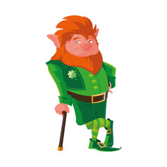 saint patrick lemprechaun with cane character