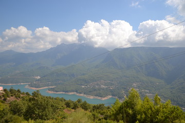 landscape with mountains and clouds