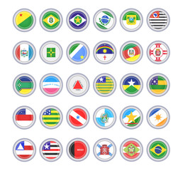 Set of vector icons. Flags of the Brazilian states. 3D illustration.    - 256353511
