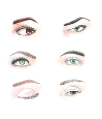 Fashion illustration watercolor eyes