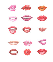 Fototapeta na wymiar fashion illustration watercolor lips