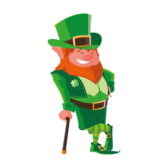 saint patrick lemprechaun with cane character