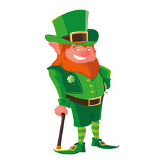saint patrick lemprechaun with cane character