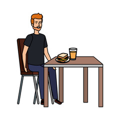 young man eating in table