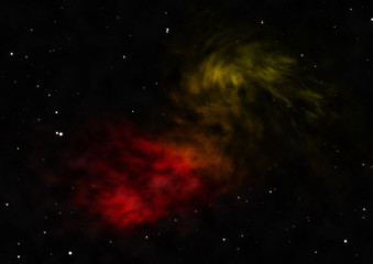 Star field in space and a nebulae. 3D rendering
