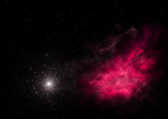 Being shone nebula and star field. 3D rendering