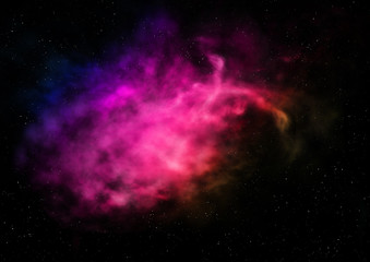 Star field in space and a nebulae. 3D rendering
