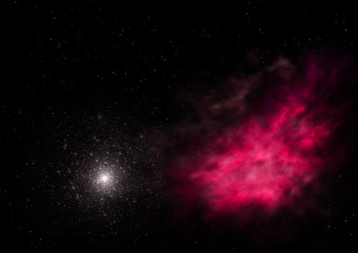 Being shone nebula and star field. 3D rendering © Anatolii