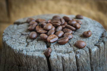 Coffee beans close-up, background