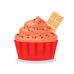 Tasty Cupcake with Chocolate Vector Illustration