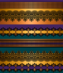 Seamless stripes pattern. Stripe Set of Lace Bohemian Seamless Borders. Decorative ornament backdrop for fabric, textile, wrapping paper. 