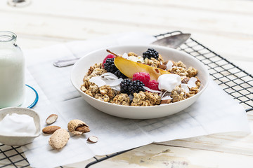 Breakfast Muesli Granola Cereal with Fresh Fruit & Yoghurt