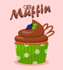 Delicious Cupcake Cartoon Vector Illustration