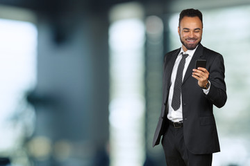 African american business man using mobile phone