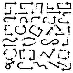 Black arrows. Set of hand drawn icons