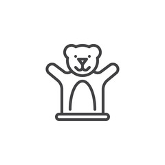 Teddy bear finger toy line icon. linear style sign for mobile concept and web design. Hand Puppet theater toy outline vector icon. Symbol, logo illustration. Pixel perfect vector graphics