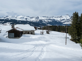 paysage de montagne à Saint Gervais dans les Alpes françaises