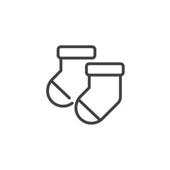 Pair of small baby socks line icon. linear style sign for mobile concept and web design. Baby socks outline vector icon. Symbol, logo illustration. Pixel perfect vector graphics