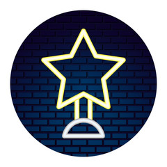trophy in neon lights isolated icon