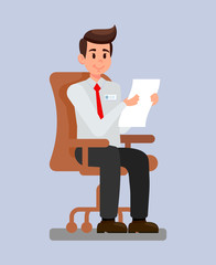 Employer at Workplace Cartoon Vector illustration