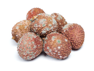 Group of rotten lychees fruits