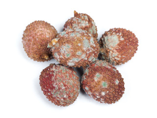 Group of rotten lychees fruits