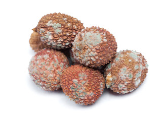 Group of rotten lychees fruits