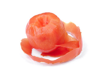 Fresh tomato with spiral peel