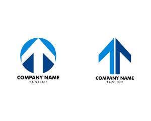 Set of T letter and arrow up vector logo