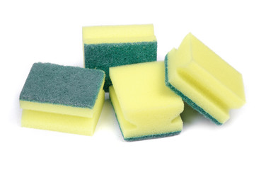 Group of new dishwashing sponges