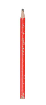 Old used red nibbled pencil