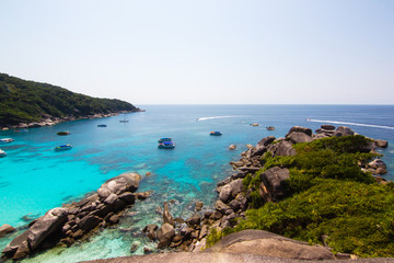 Top view Similan Islands as a tourist destination featured in the beauty under the sea the boat to...