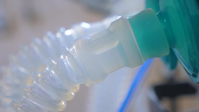 Reusable Adult Silicone Anesthesia Breathing Tube Group. Medical equipment background.