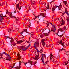Roses.Seamless background. Flowers. Stylization: watercolor.