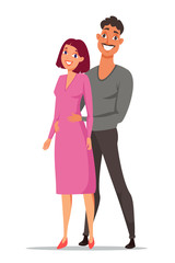 Fototapeta premium Happy couple cartoon vector color illustration