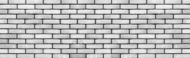 Panorama of White brick wall  texture and background