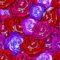 Fototapeta na wymiar Roses.Seamless background. Flowers. Stylization: watercolor.