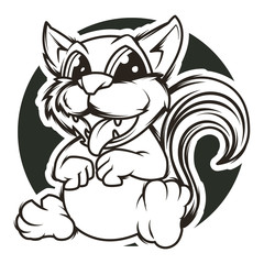 funny dog black and white vector illustration