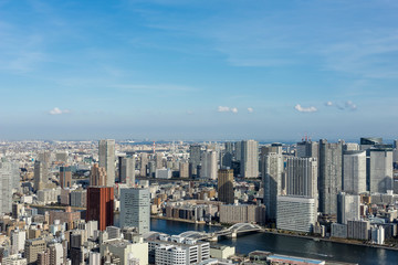 春の東京ベイエリアの風景　汐留から望む東京ベイエリア