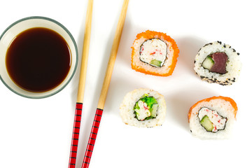 sushi rolls isolated on white
