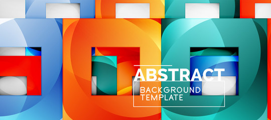 Fototapeta premium Background with color squares composition, modern geometric abstraction design for poster, cover, branding or banner