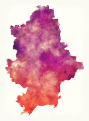 Donetsk region watercolor map of Ukraine in front of a white background