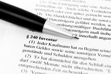 Obraz premium Inventar Paragraph Handelgesetzbuch