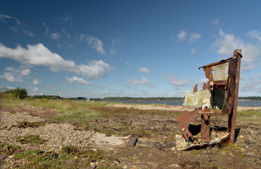 Wreck of boat on Studland Heath near Swanage on Dorset Coast