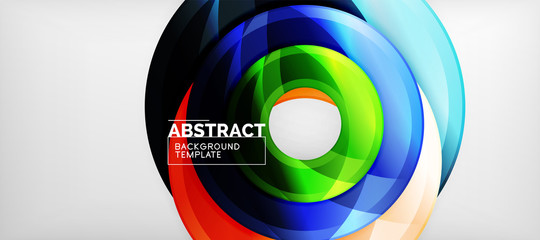 Fototapeta premium Modern geometric circles abstract background, colorful round shapes with shadow effects