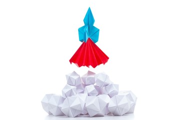 Origami launch background business concept,  up. - obrazy, fototapety, plakaty