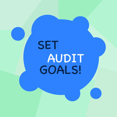 Conceptual hand writing showing Set Higher Goals. Concept meaning look for something that want accomplish and establishing Blank Deformed Color Round Shape with Small Circles