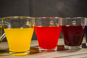 cups with colored water for easter